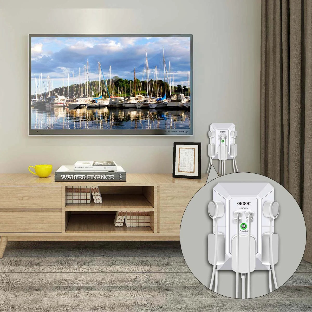 Surge Protector, 5 Outlets Extender with 4 USB Portsusb C, 3-Side 1800J